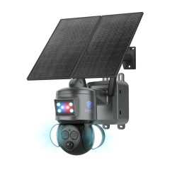 Solar Security Camera 12X Zoom 2K Two Cams 24/7