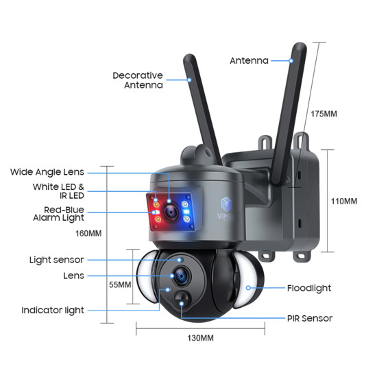 Solar Security Camera 12X Zoom 2K Two Cams 24/7