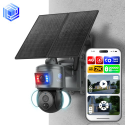 Home Security Camera Solar 2K Two Cam PTZ