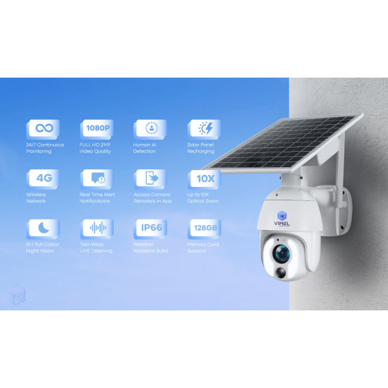 Solar Security Camera 4G Optical Zoom 10X