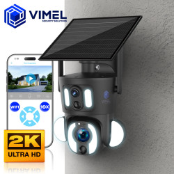 WIFI Security Camera 2K Two Cams Solar Powered 24/7